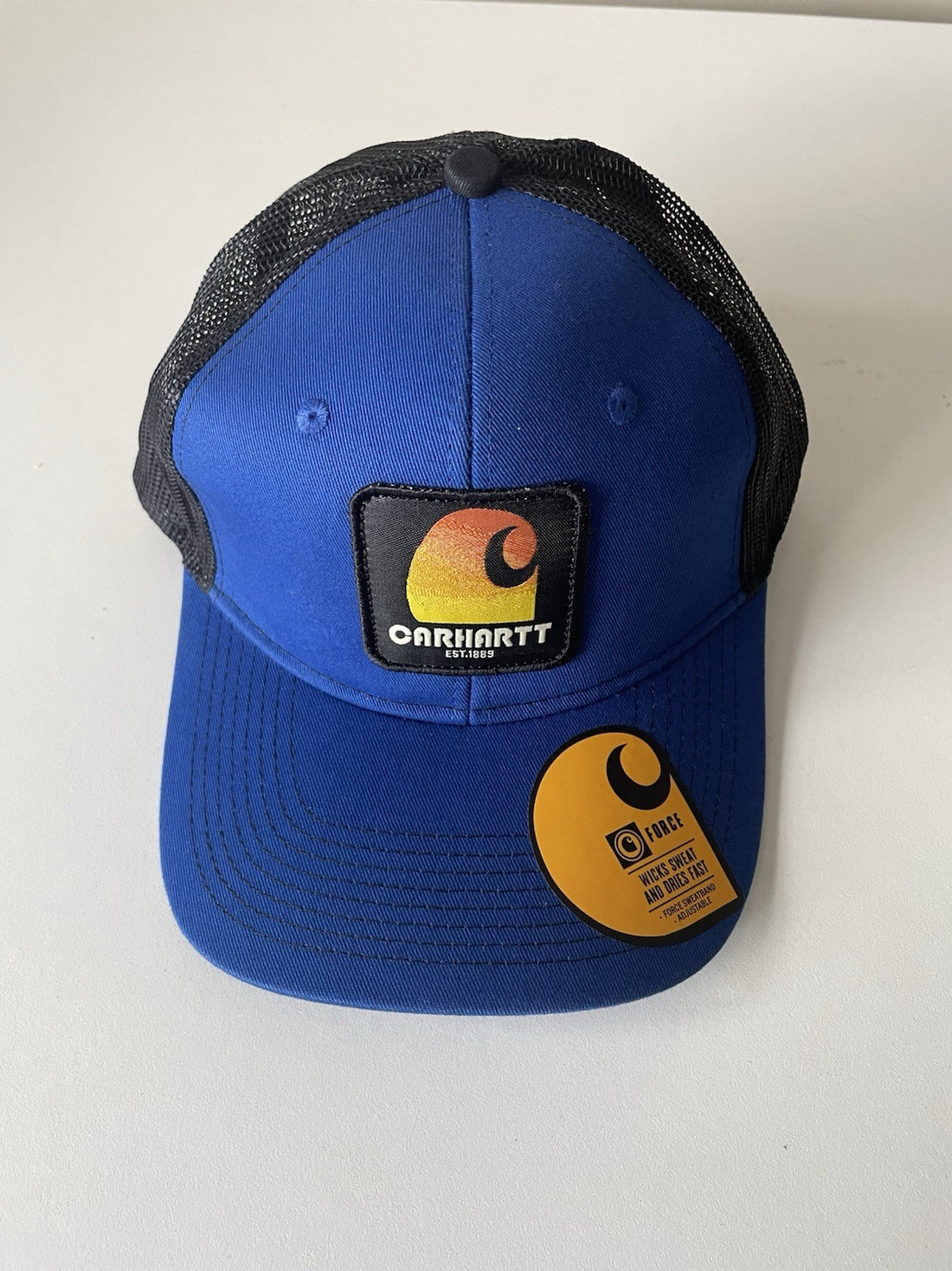 Carhartt Blue/Black Force Canvas Mesh Back Graphic Logo Workwear Cap0
