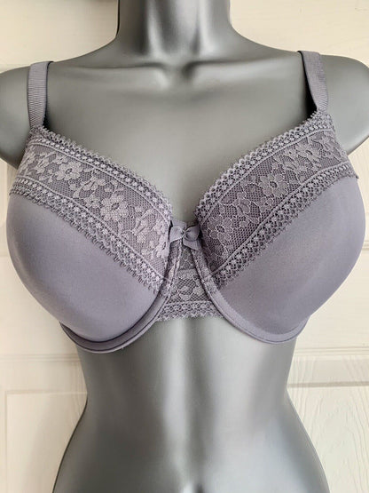 EX M*S Smoke Lace Trimmed Underwired  Padded T-Shirt Bra 30G, 32G, 34F, 34GG