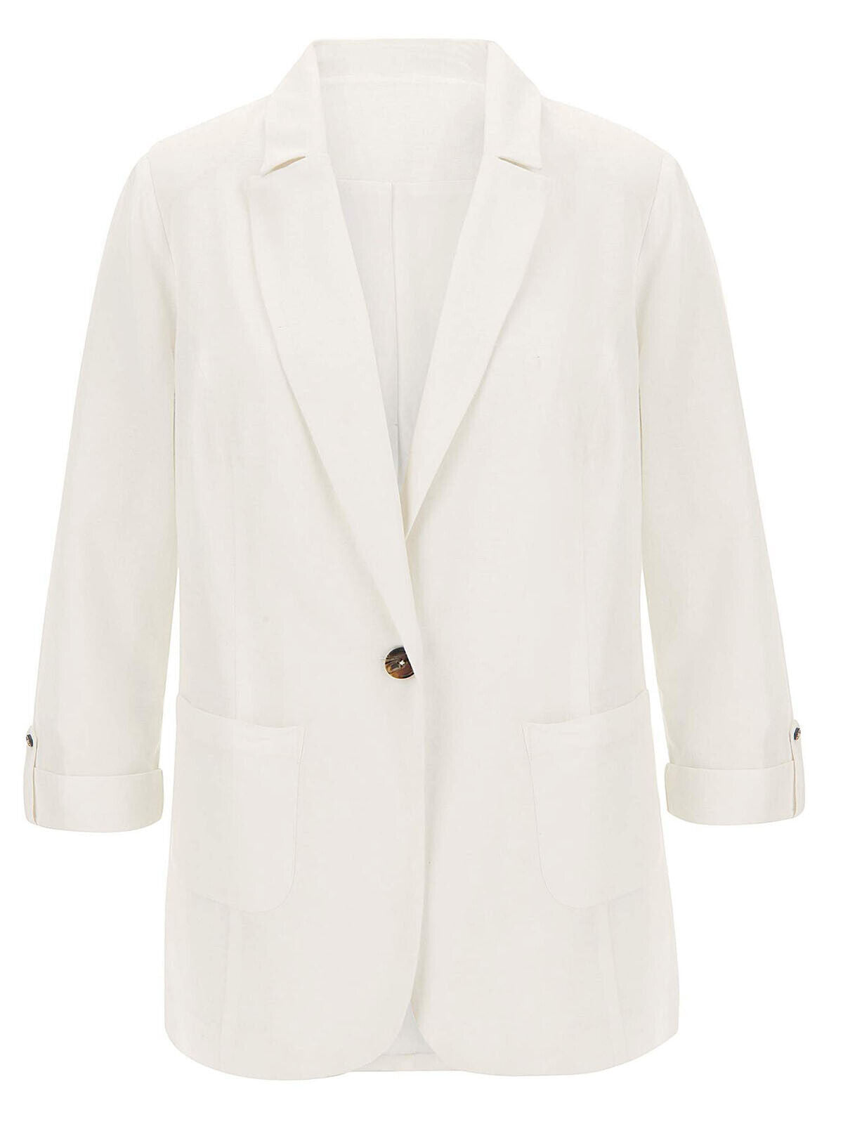 Capsule White Linen Blend Single Breasted Blazer Jacket Sizes 14, 20, 24, 26