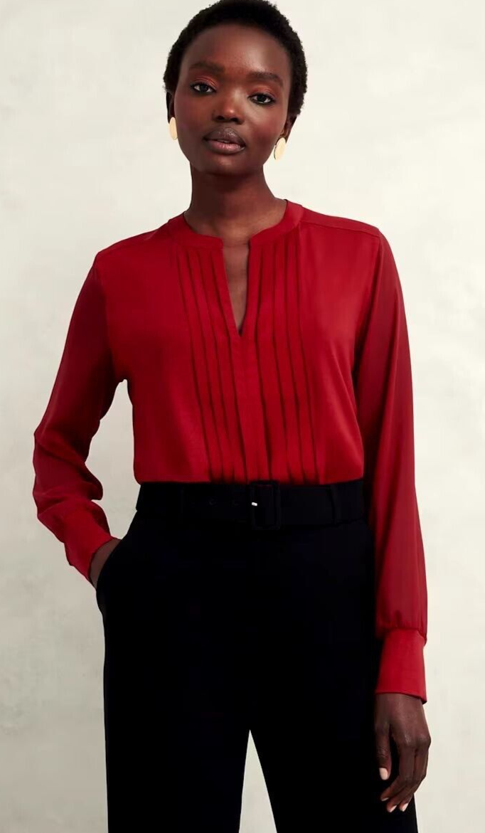 EX HOBBS London Pomegranate Red Darcey Jersey Blouse Shirt Top Sizes 6-18 RRP£59