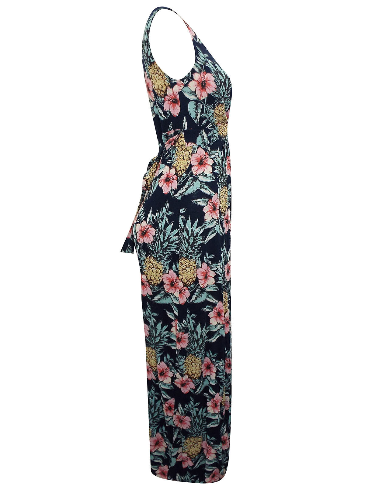 EX Fat Face Navy Sleeveless Hibiscus Print Wrap Maxi Dress Sizes 10 or 12