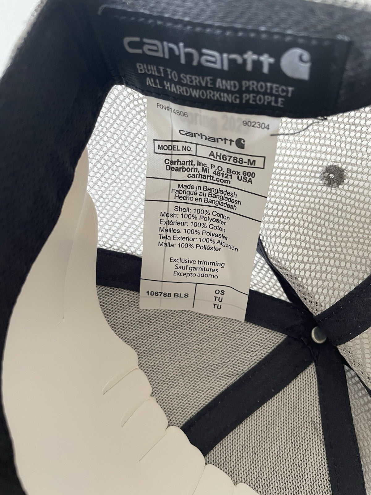 Carhartt Navy/Grey Force Canvas Mesh Back Graphic Fish Logo Workwear Cap3