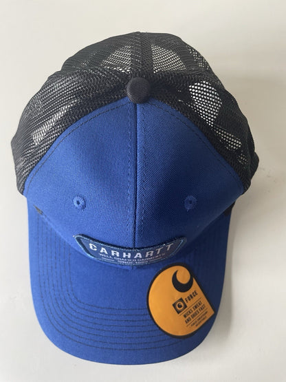 Carhartt Blue/Black Force Cap Canvas Mesh Back Graphic Logo Workwear Cap2