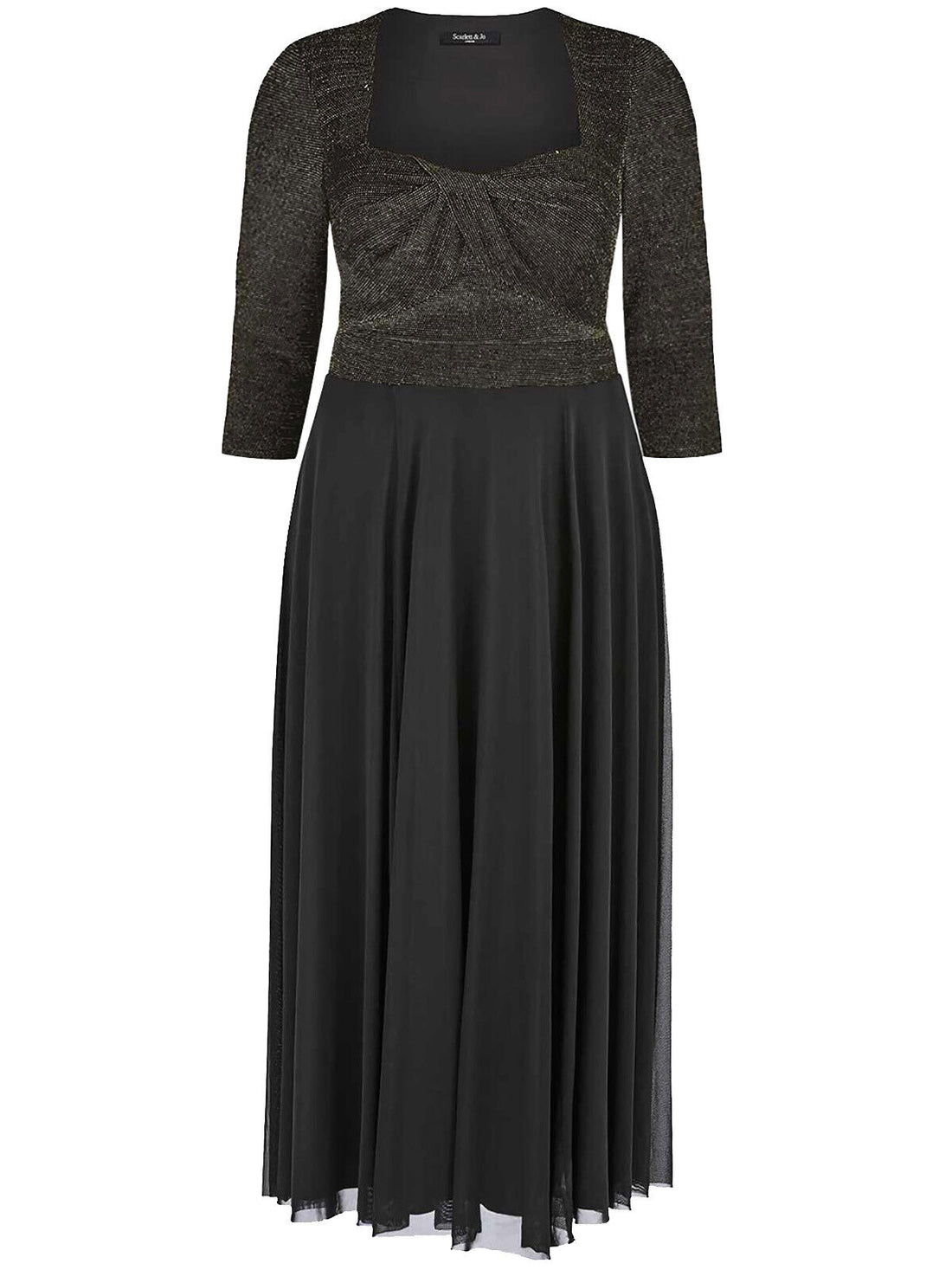 Scarlett &amp; Jo Black Gold Lurex Sweetheart Maxi Dress Gown RRP £95 Sizes 16 or 18