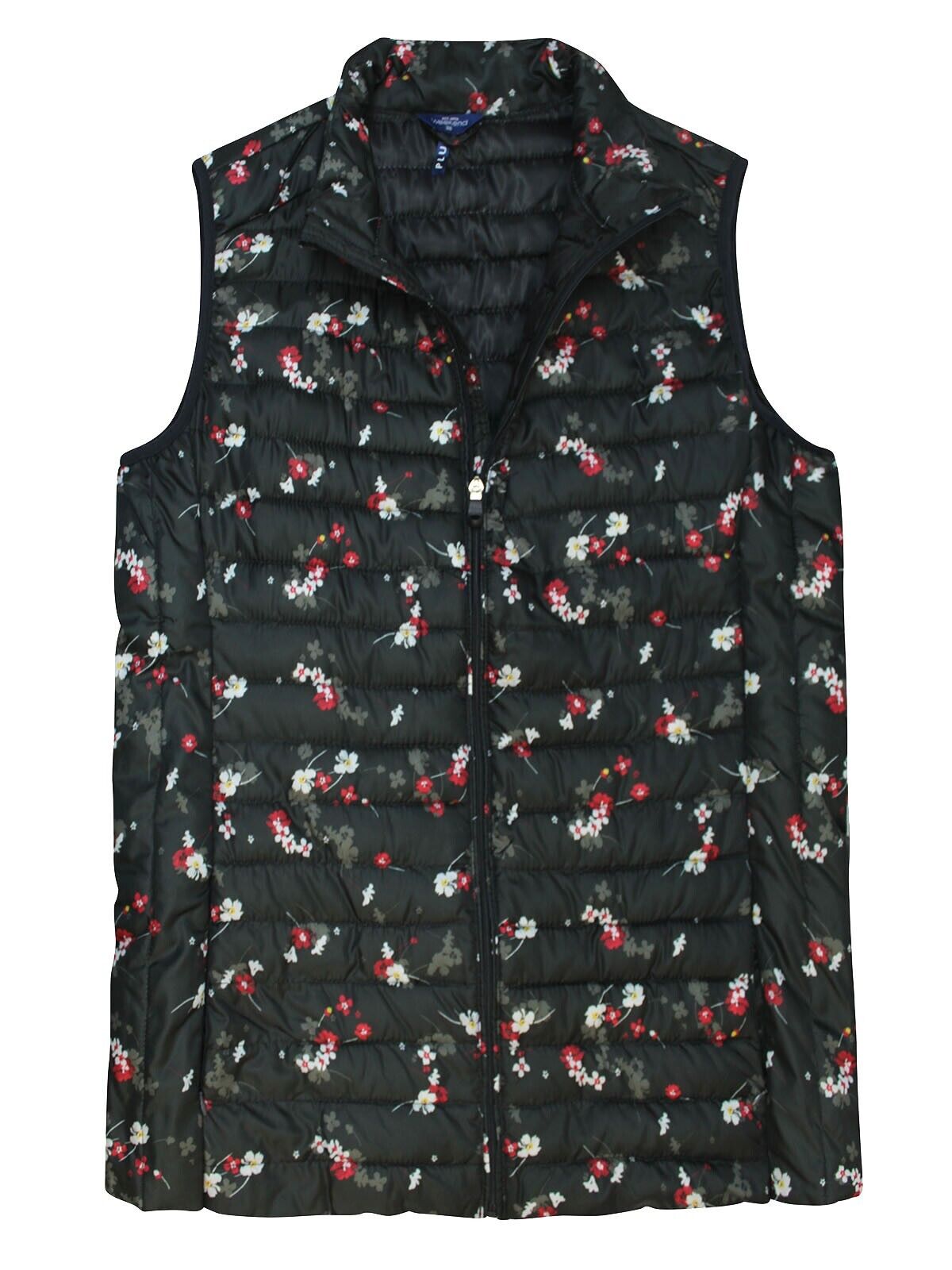 Weekend Black Floral Print Packaway Quilted Gilet Jacket 18, 20, 22, 24, 26