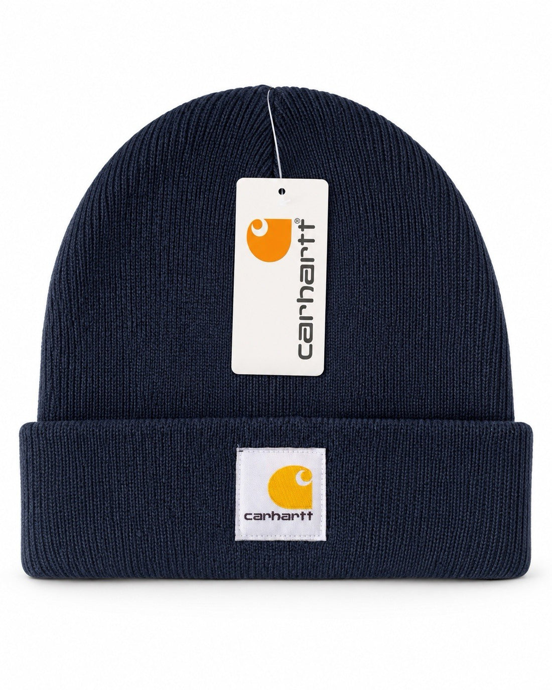 Carhartt Navy Beanie Hat Brown Acrylic Rib Knit Workwear Watch Cap Unisex0