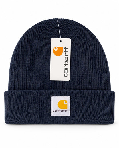 Carhartt Navy Beanie Hat Brown Acrylic Rib Knit Workwear Watch Cap Unisex0