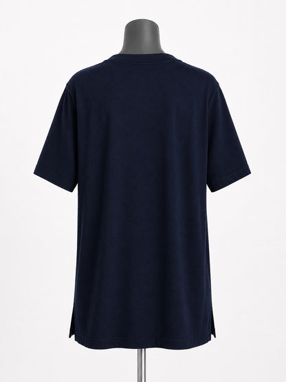 Dark Navy Cotton Modal Slouch V-Neck T-Shirt Size XL1