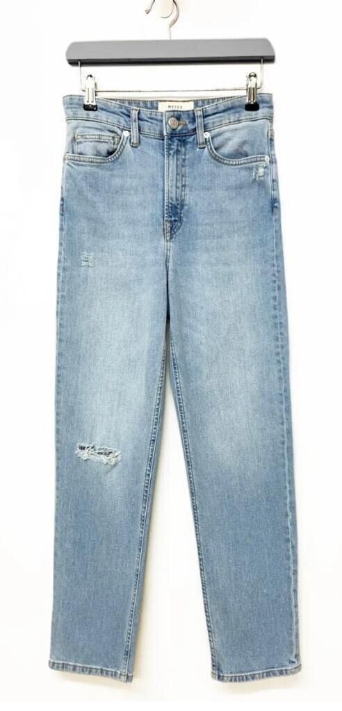 Ex Reiss High Waisted Slim Leg Distress Jeans Sizes 24-32 (UK 4-14) RRP £110