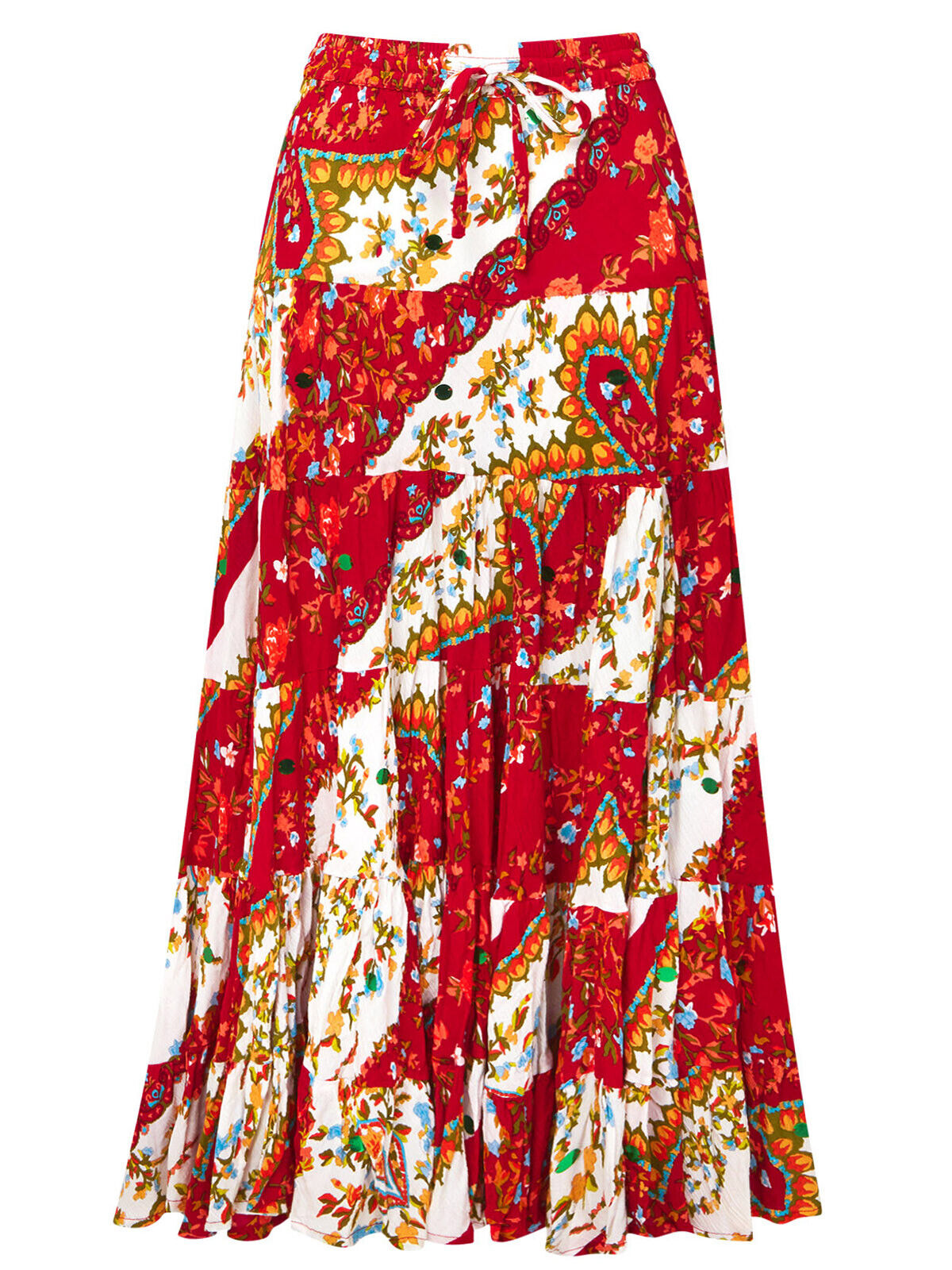 Joe Browns Red Boho Long Maxi Best Ever Tiered Skirt Sizes 10, 12, 14 RRP £55