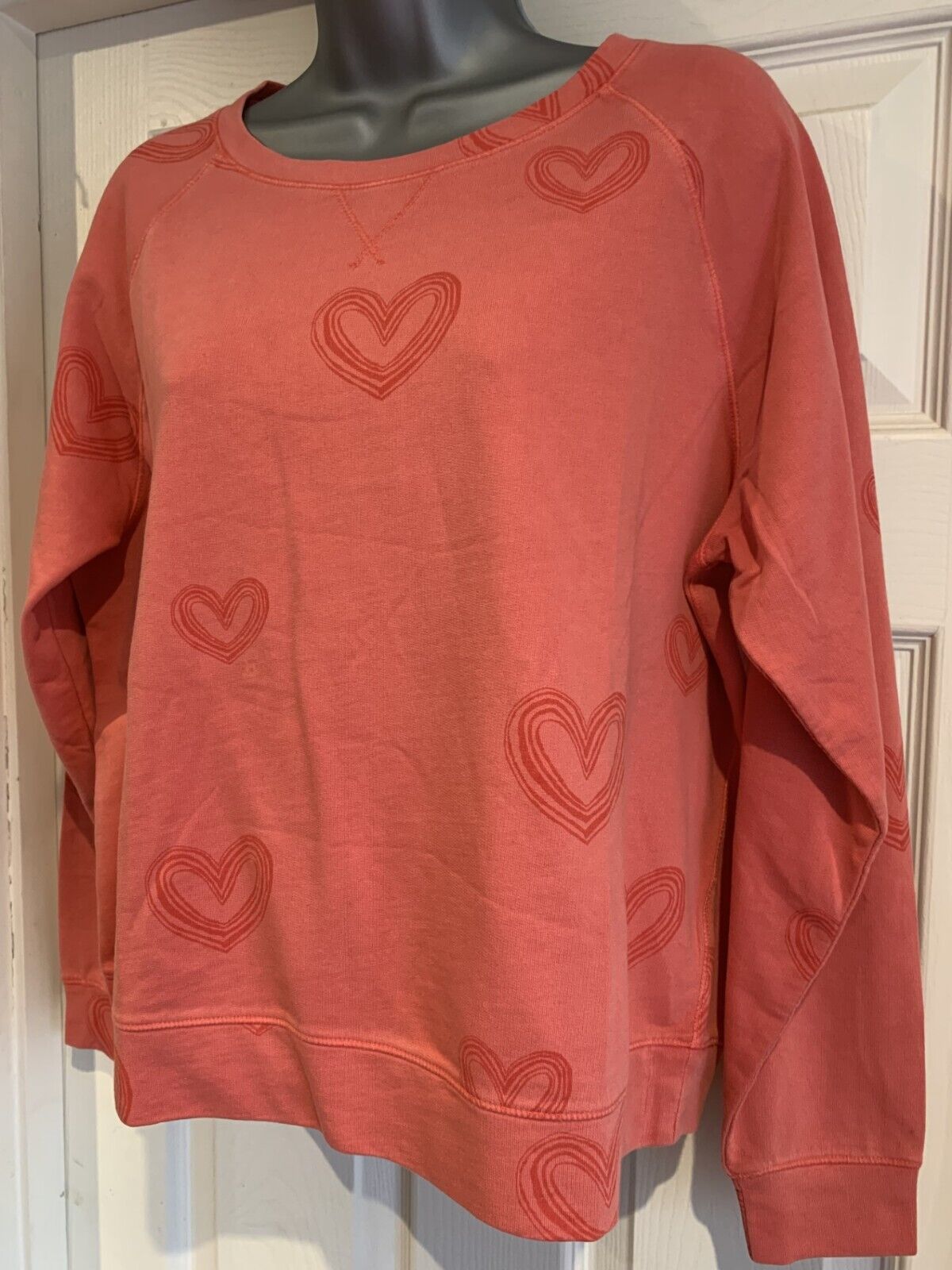 EX WHITE STUFF Red/Pink Heart Pure Cotton Sweatshirt Sizes 8-20 RRP £45