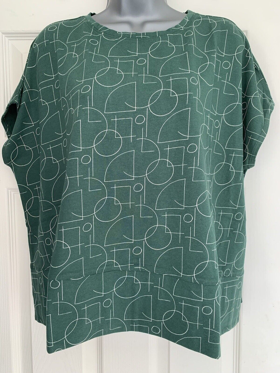 EX Green Linear Abstract Grove Wellspring Top in Size 10 RRP £35 RELAXED