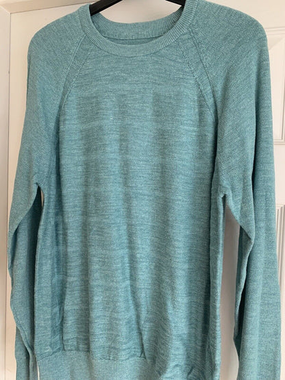 EX M*S Medium Turquoise Mens Linen Blend Striped Jumper Sizes M, L, XL