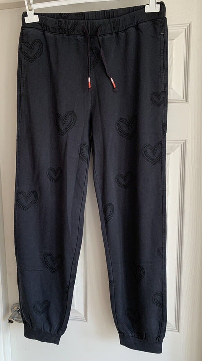 EX White Stuff Ladies Navy Joggers Lounge Pants Trousers Heart Print Sizes 8-20