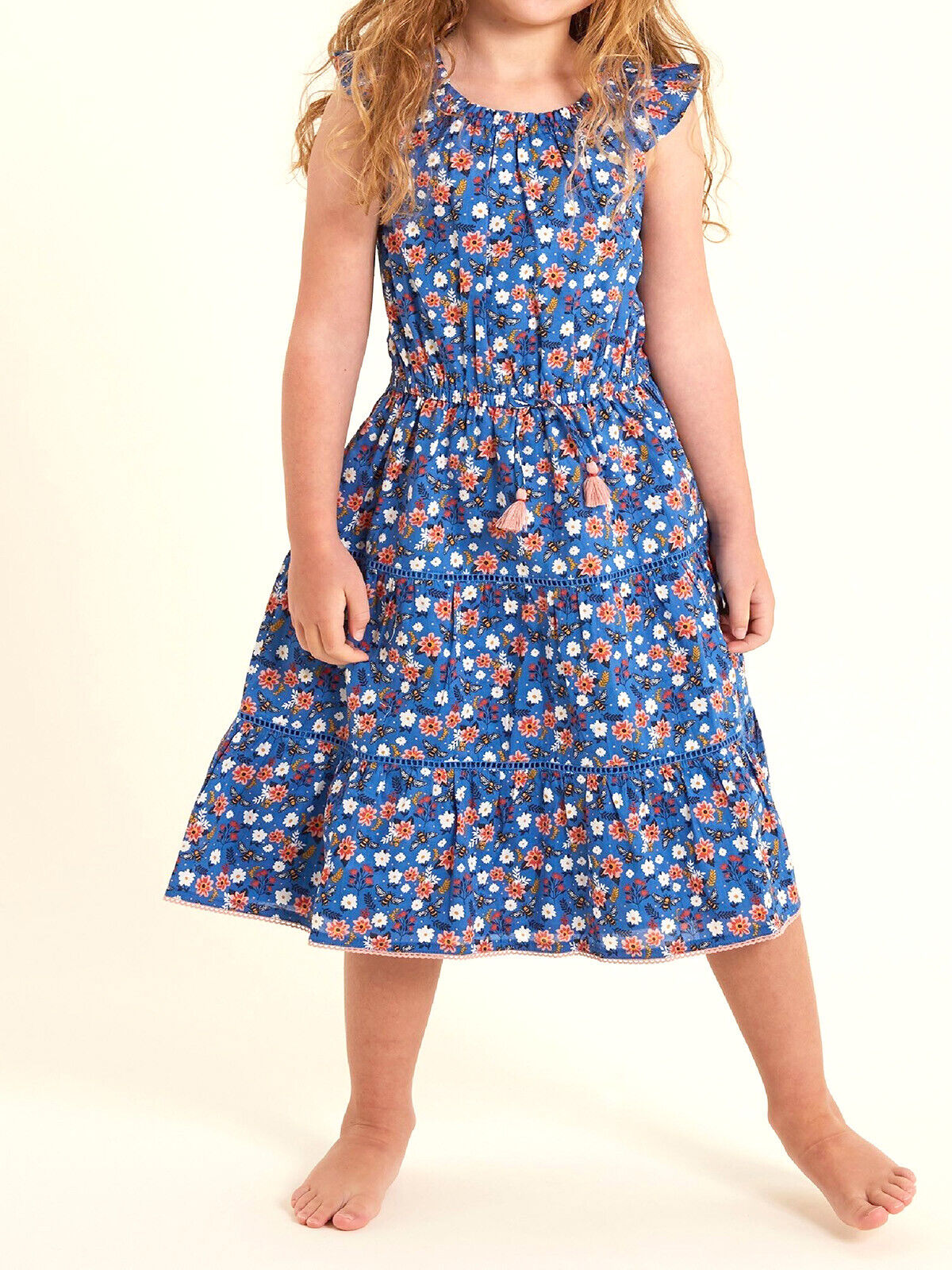 EX Fat Face Cobalt Girls Ruby Bee Print Maxi Dress 3-4 or 4-5 Years RRP £22.50