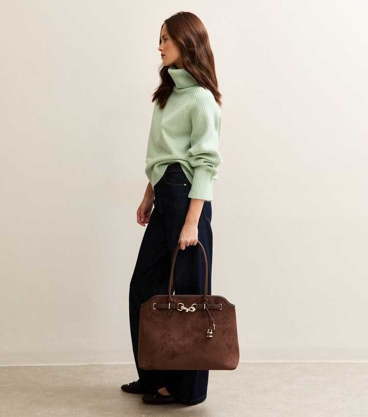 New Look Mint Green Rib Roll Neck Jumper Size Medium RRP £29.992