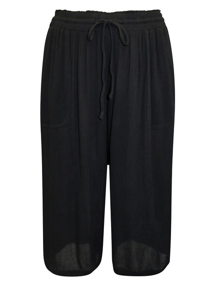 Simply Be Black Crinkle Tie Waist Wide Leg Culottes in Sizes 14-32 RRP £29