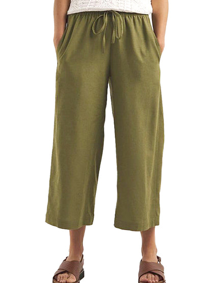 JD Williams Olive Linen Blend Cropped Trousers Sizes 16, 20, 22, 24, 26, 30, 32