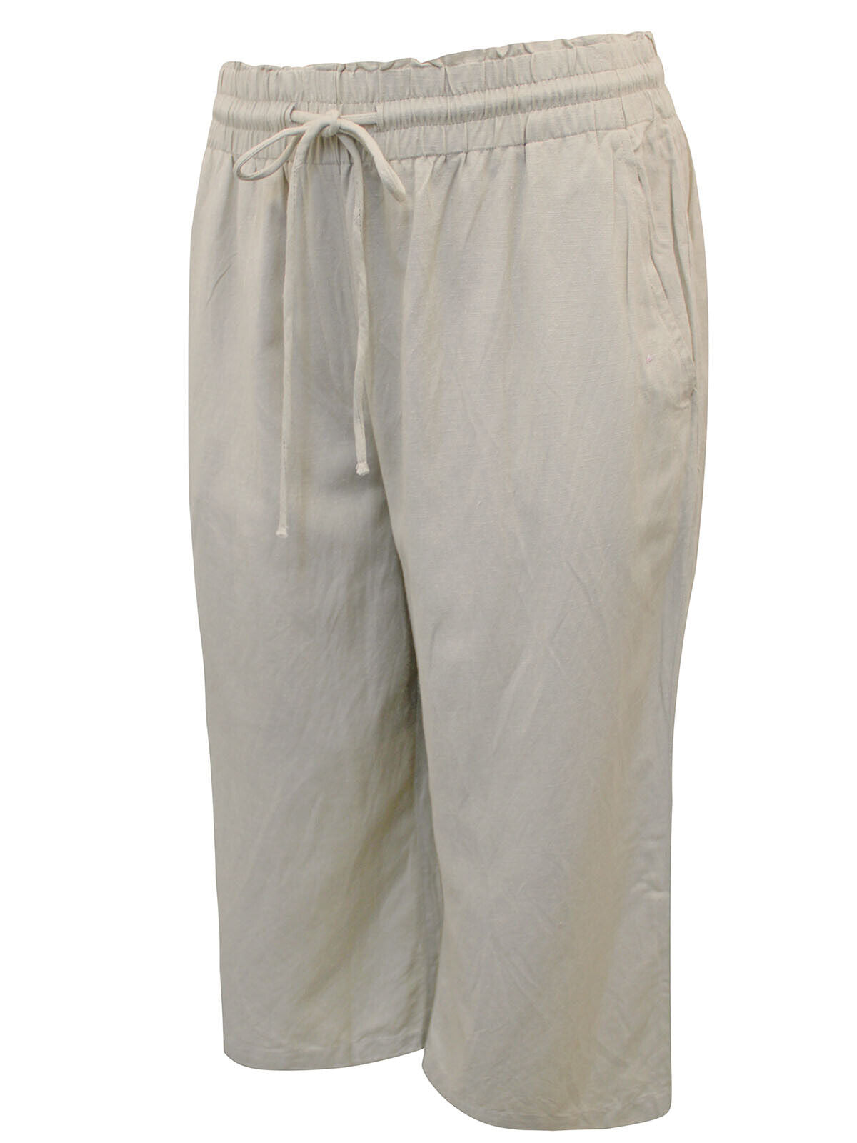 Simply Be Stone Easy Care Linen Blend Wide Leg Culottes in Sizes 14-32 RRP £26