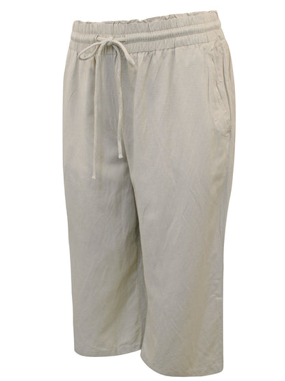 Simply Be Stone Easy Care Linen Blend Wide Leg Culottes in Sizes 14-32 RRP £26