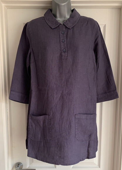 EX Seasalt Cornwall Artists Journey Linen Tunic Shirt Dusty Plum 8-22 RRP £70