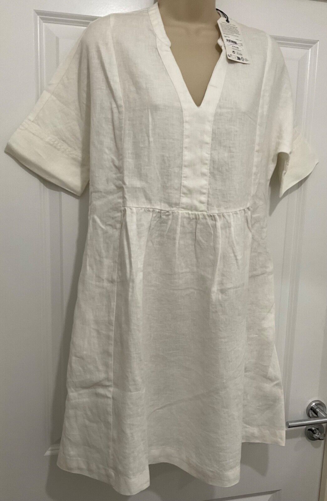 EX Seasalt White Chalk Draw Kiln Linen Dress 8 10 12 14 16 18 20 22 RRP £75.95