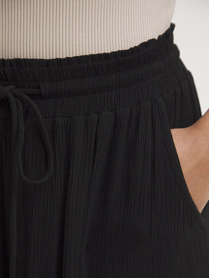 Simply Be Black Crinkle Tie Waist Wide Leg Culottes in Sizes 14-32 RRP £29