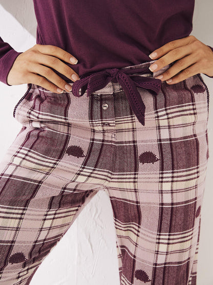 EX Fat Face Plum Purple Eva Hedgehog Pyjama Lounge Pants 8, 10, 12, 14, 16, 22