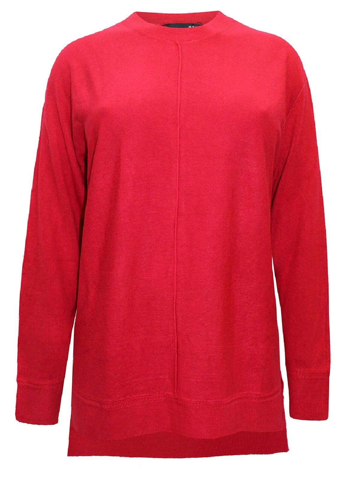 Curve Red Front Seam Detail Knitted Jumper Sizes 18/20, 22/24, 26/28, 30/32