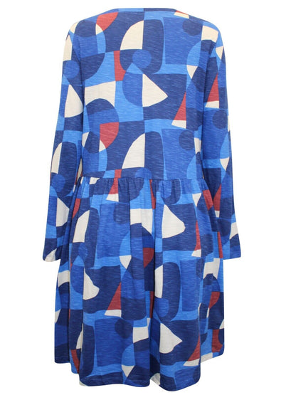 EX Seasalt Blue Abstract Collage Sapphire Sea Mirror Dress Sizes 10 -24 RRP £55