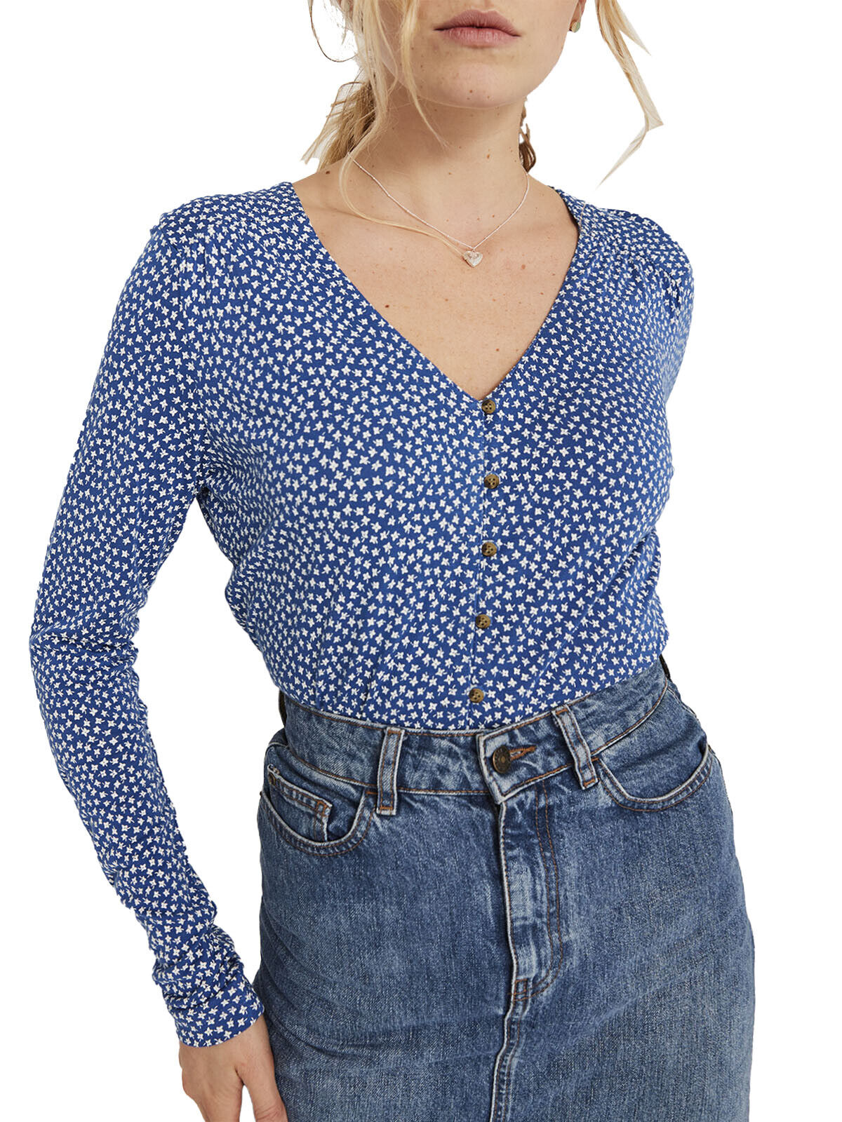 EX Fat Face Indigo Annie Ditsy Long Sleeve Top in Sizes 10 12 16 18 RRP £29.50