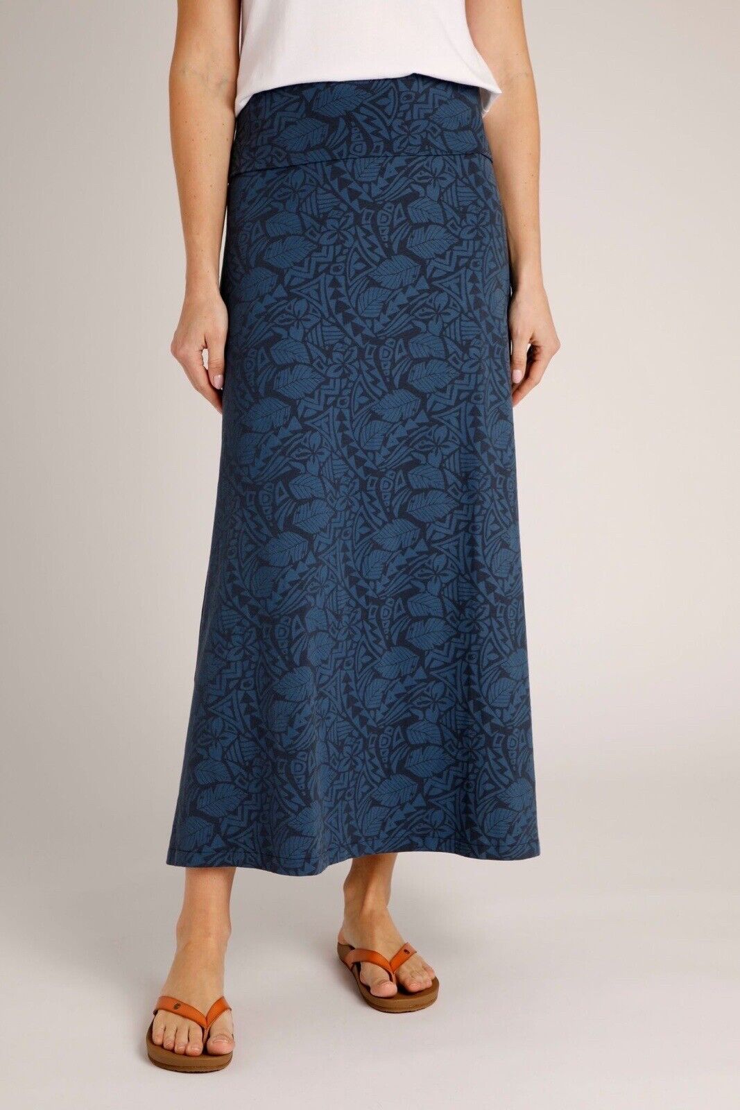 EX Weird Fish Elder Navy Print Stretch Jersey Maxi Skirt Sizes 8 - 20 RRP £40