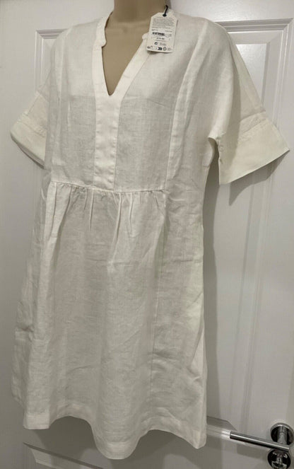 EX Seasalt White Chalk Draw Kiln Linen Dress 8 10 12 14 16 18 20 22 RRP £75.95