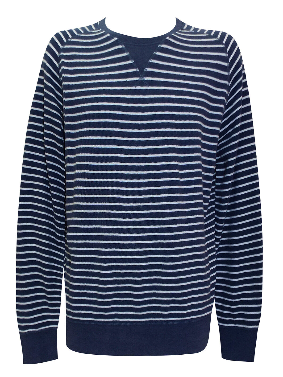 EX Fat Face Blue Mens Pure Cotton Striped Elbow Patch Sweatshirt L, XL, XXL