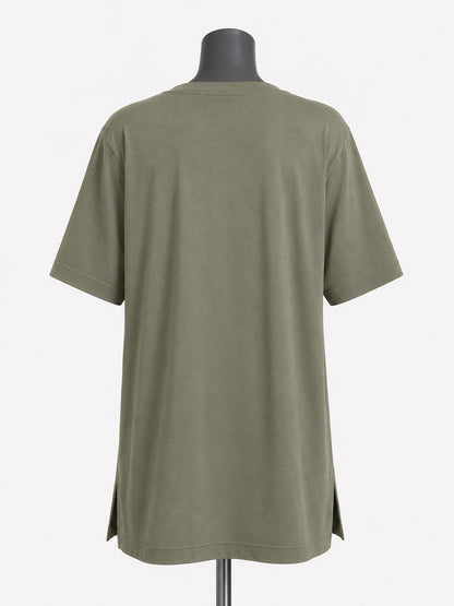 Muted Green Cotton Modal Slouch V-Neck T-Shirt Size Large1