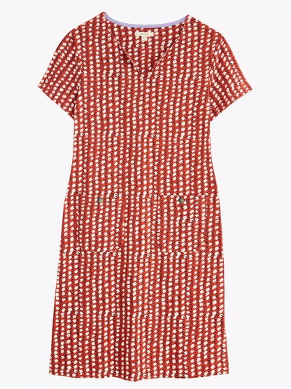 EX WHITE STUFF Coral Jenna Spot Print Jersey Dress Sizes 8 10 12 14 16 18 20 22