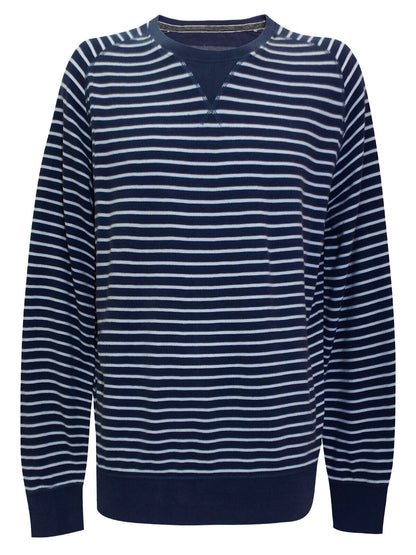 EX Fat Face Blue Mens Pure Cotton Striped Elbow Patch Sweatshirt L, XL, XXL