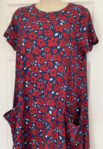 EX Seasalt Navy Sea Spurrey Rudder Short Sleeve Clear Light Dress 10 Tall