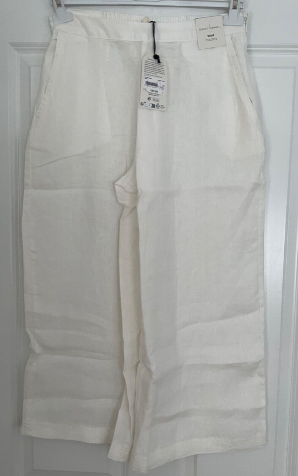 EX Seasalt White Chalk Merrivale Linen Culottes 8-20 Petite or Reg RRP £65.95