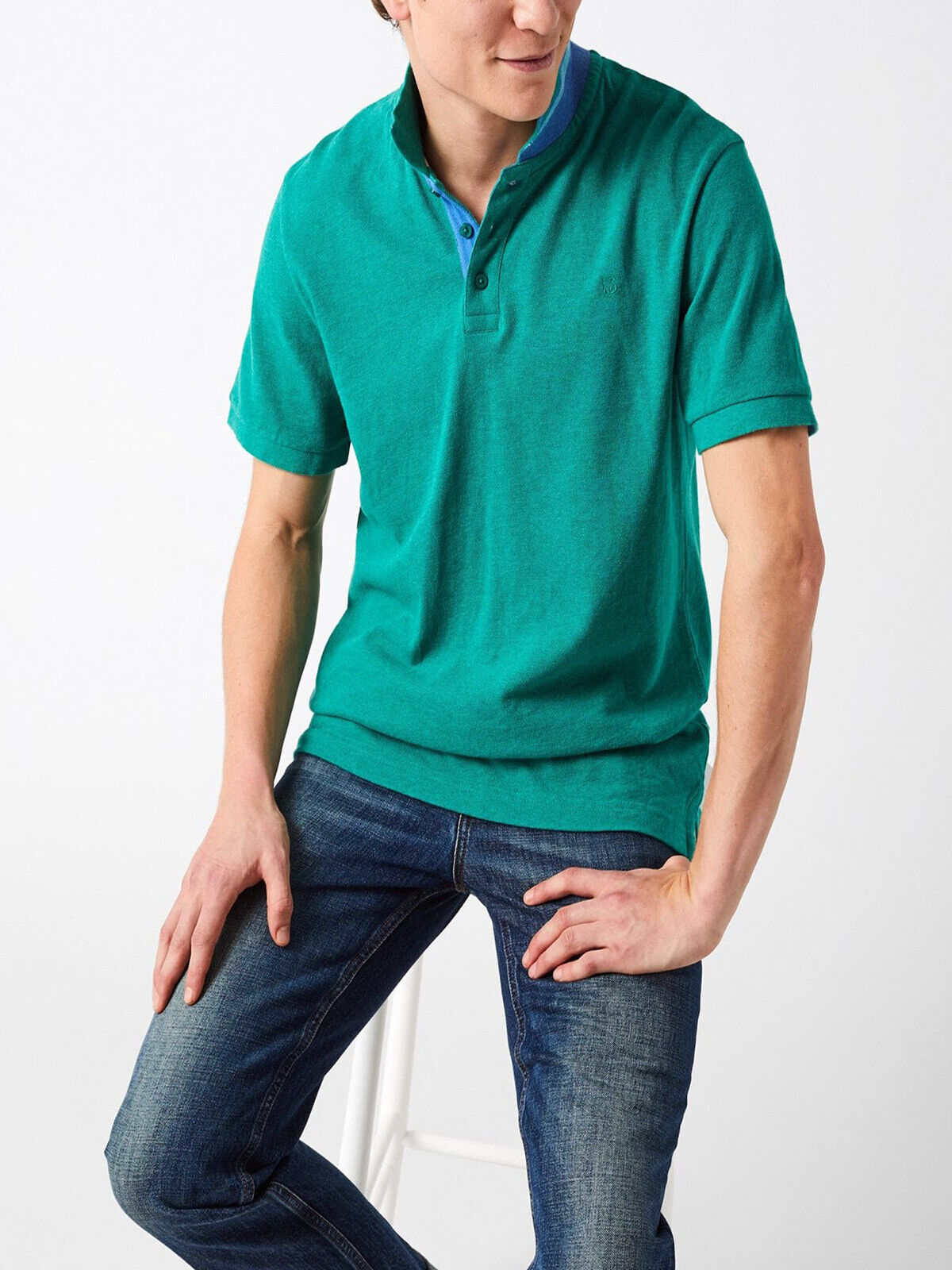 WHITE STUFF Sea Green Mens Pure Cotton Shoreside Fairtrade Polo in Size 3XL