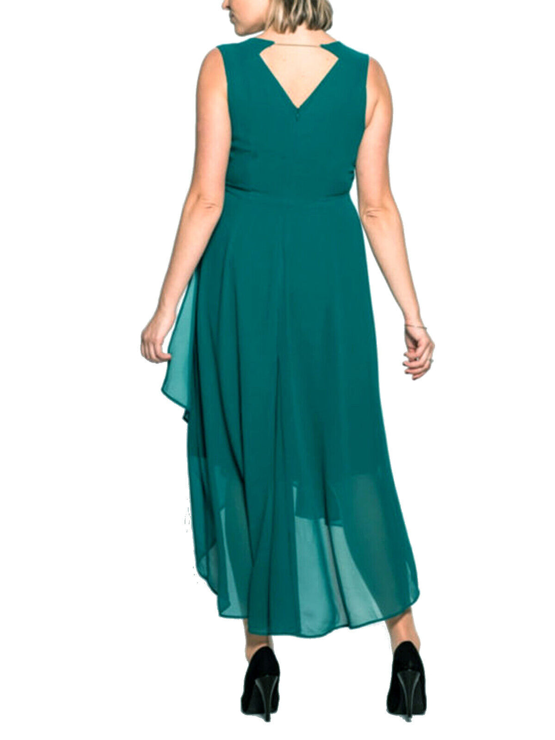 Sheego Green Sleeveless Chiffon Wrap Dress in Size 16