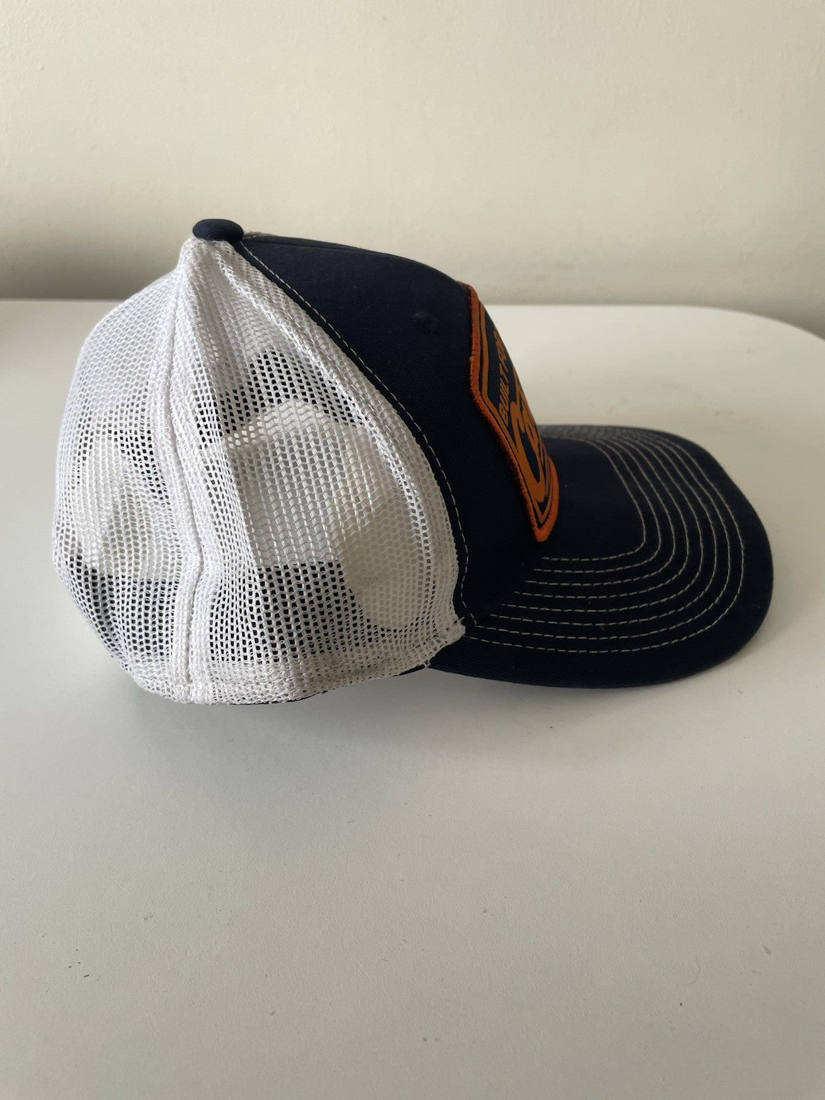 Carhartt Navy/White/Orange Canvas Mesh Back Outlast Patch Snapback Cap2