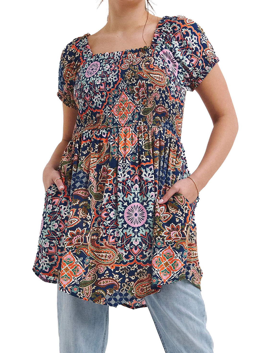 Joe Browns Multi Fabulous Paisley Boho Print Tunic Top Sizes 14, 16, 20, 24, 30