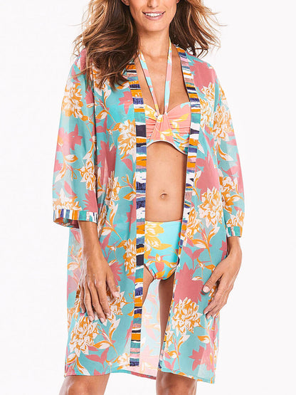 Simply Yours Turquoise Floral Open Front Kimono 16/18 20/22 24/26 28/30 32/34