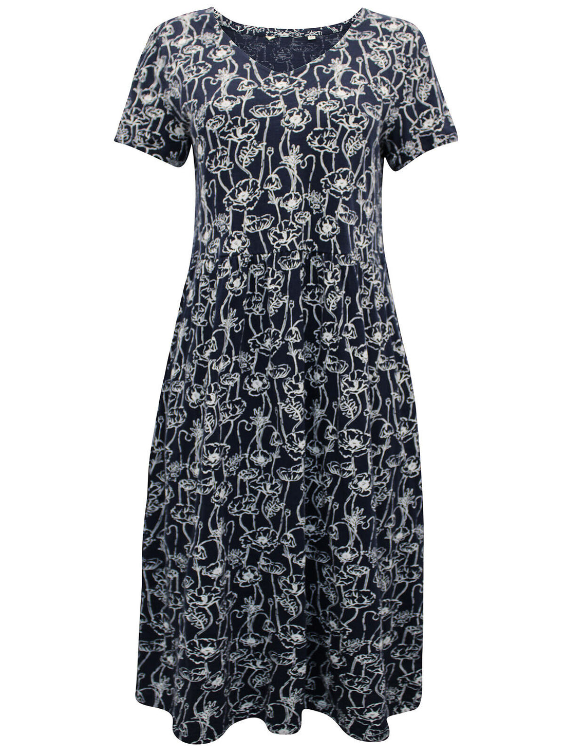 EX Seasalt Navy Linear Poppy Maritime Brush Drawing Dress RELAXED 10 12 14 16 18