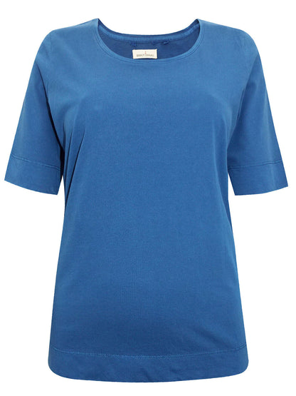 EX SEASALT Blue Cotton Rich Short Sleeve Top in Sizes 8 or 10