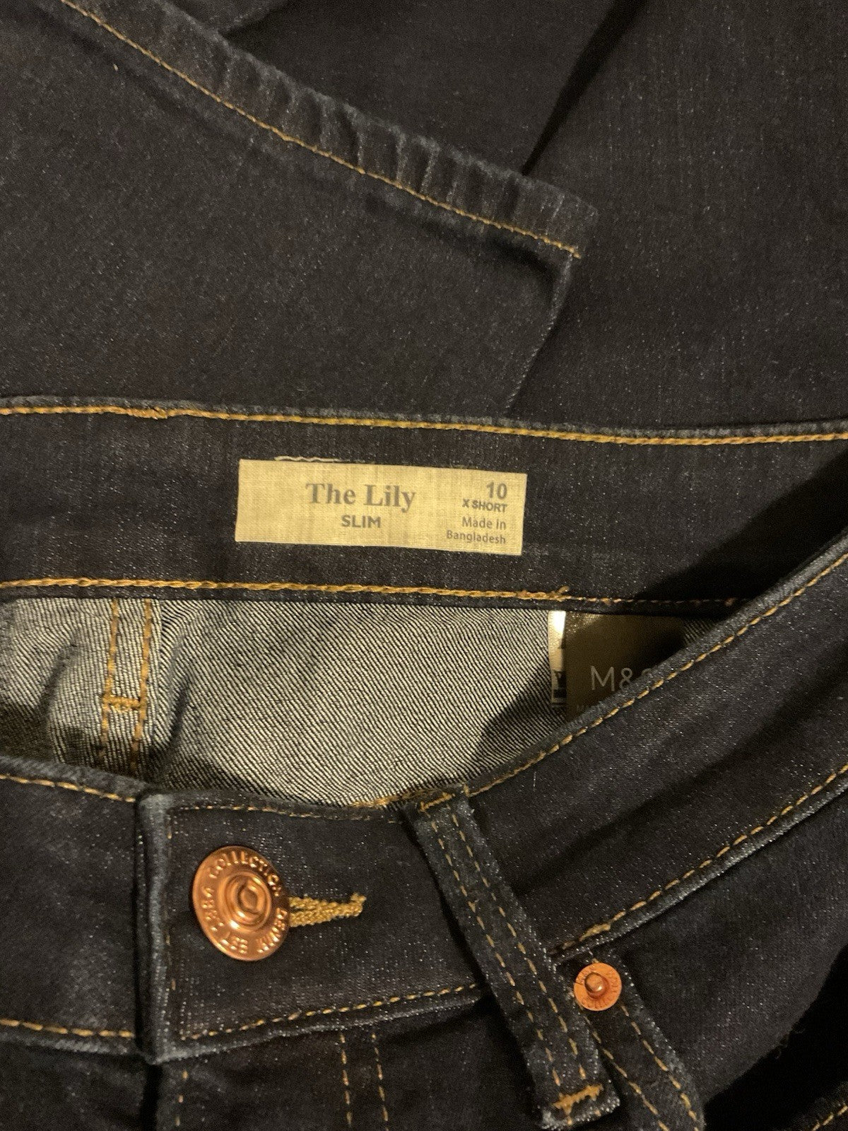 EX M*S The Lily Slim Dark Navy Denim Jeans Size 10 X Short2