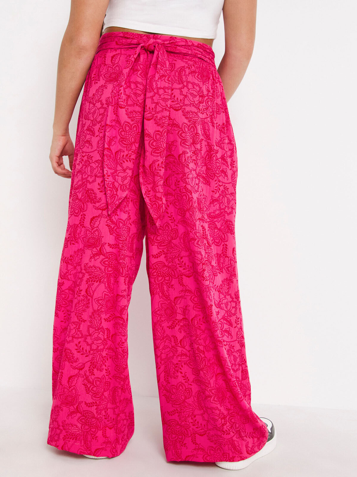 Simply Be Pink Crinkle Tie Waist Wide Leg Trousers 14, 22, 26, 28, 30, 32 RRP£32