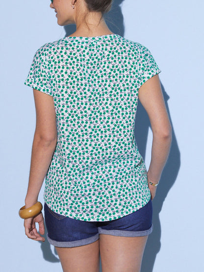 Blancheporte Green Apple Print Button Front Top in Sizes 18/20, 22, 26