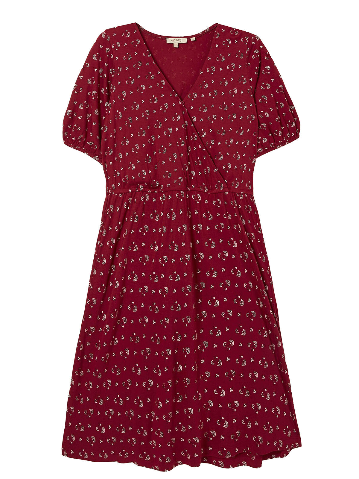EX Fat Face Claret Iona Batik Posy Short Sleeve Wrap Dress 10, 12, 16 RRP £46